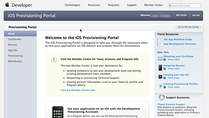 Provisioning Portal