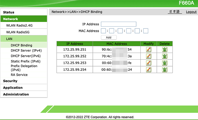 DHCP Bindings