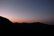山の日没